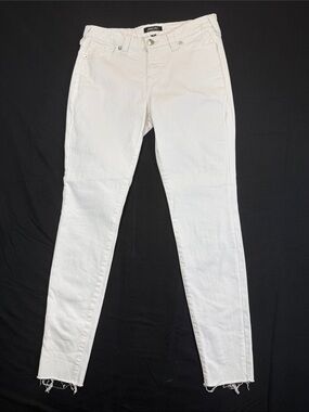 True Religion White Skinny Jeans with Raw Hem Size 28